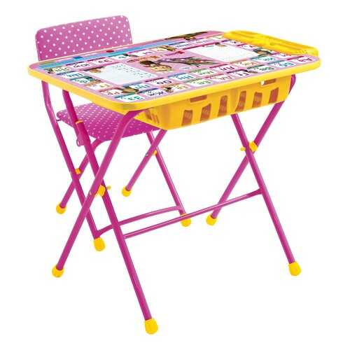 Комплект мебели Nika kids Азбука: Маша и Медведь стол 60х45 см с пеналом и стул розовый в Едим Дома